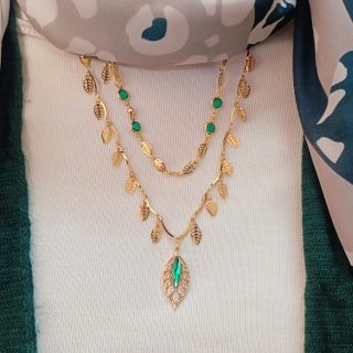 2-layered leaflet necklace