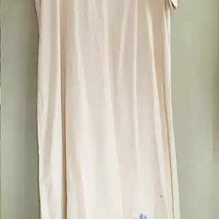 Blue Florals Beige Linen Dress