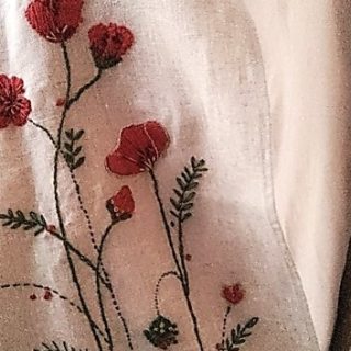 Red Poppies Linen Shawl