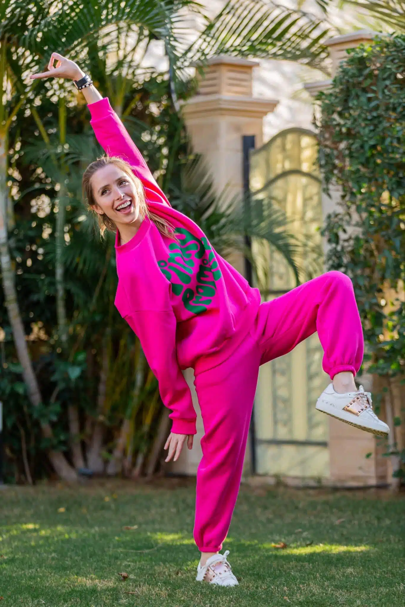 Hot Pink sweatsuit with Pinky promise print 2 ResizerImage2688X4032j scaled