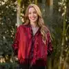 Red Crinkled Lame bomber jacket