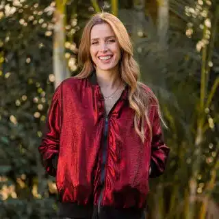 Red Crinkled Lame bomber jacket