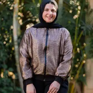 Rose Gold Crinkled Lame bomber jacket