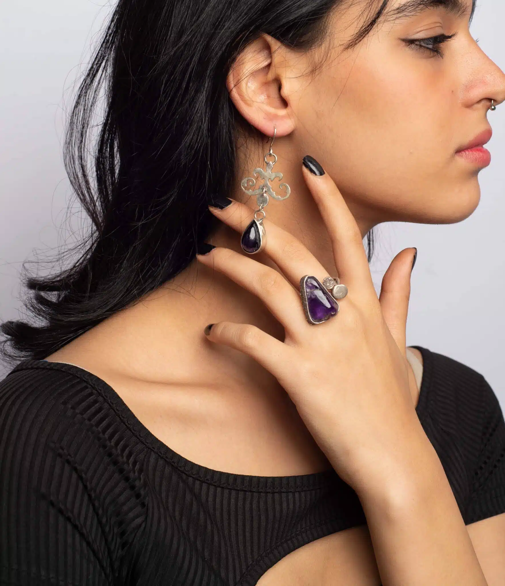 Ornament teardrop silver earring 5 SAY 3343 copy scaled