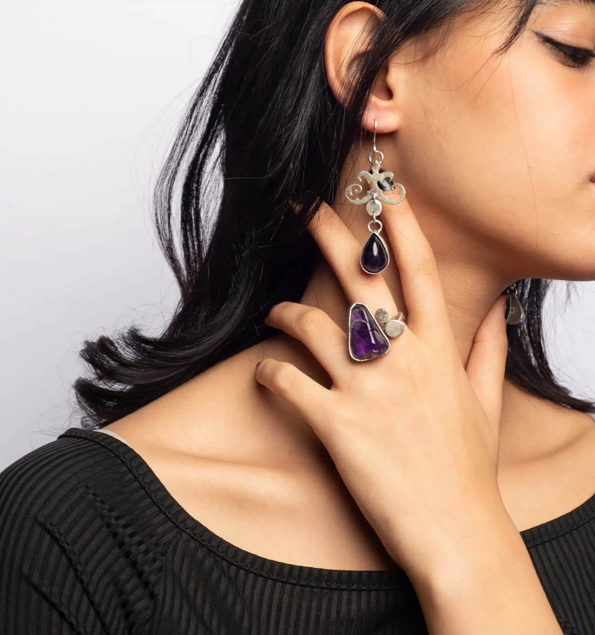 Ornament teardrop silver earring 6 SAY 3345 copy scaled