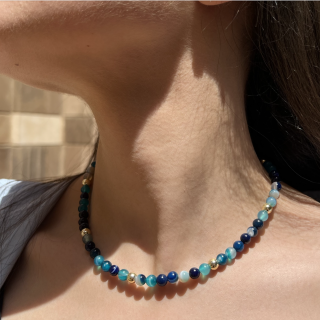 blue beaded necklace