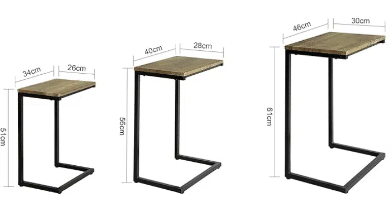 Golden-Black Table Set 2 Table dimensions