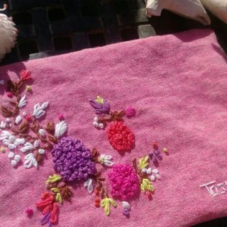 Hot Pink Linen Clutch