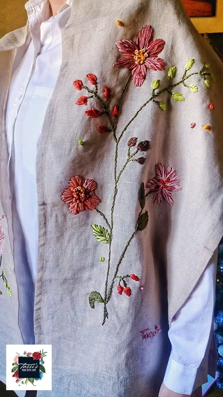 Floral Bliss Linen Shawl 1 Floral Bliss Linen Shawl