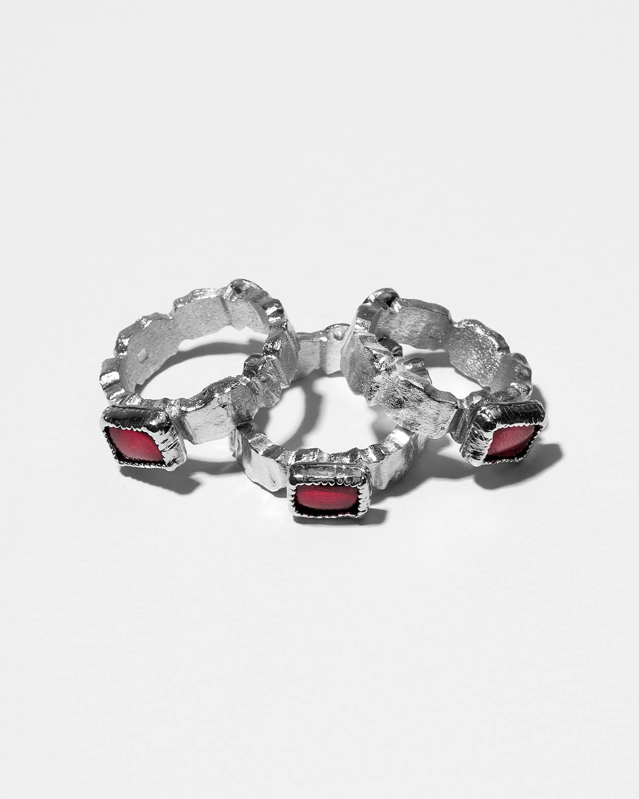 Organic Collection , Organic Square Ring with Garnet 6 Square Beads with Garnet SZR239.3