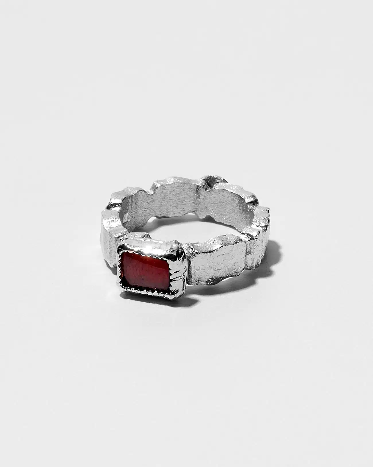Organic Collection , Organic Square Ring with Garnet 2 Square Beads with Garnet SZR239.7