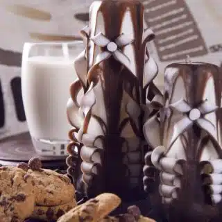 Brown and white set of candles