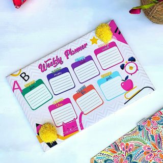 Zan Design Canvas Weekly Planner Pink Kitty Wallart