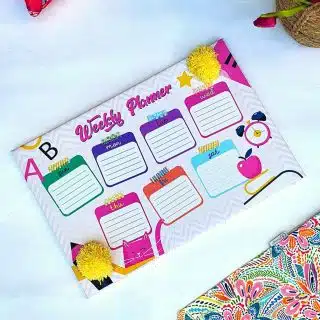 Zan Design Canvas Weekly Planner Pink Kitty Wallart