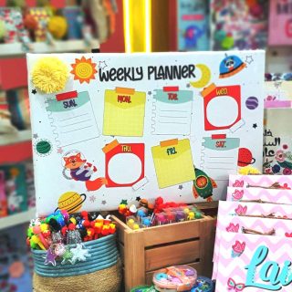 Zan Design Canvas Weekly Planner Space Animals Wallart