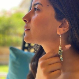 Shades of Sea Stones Statement Earring