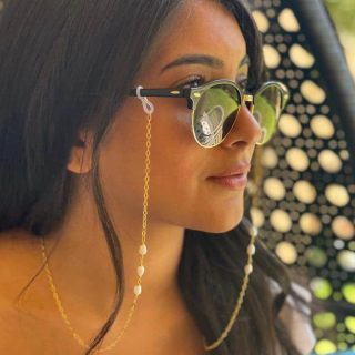 Sunglasses Gold Platted Silver & Pearls Cords