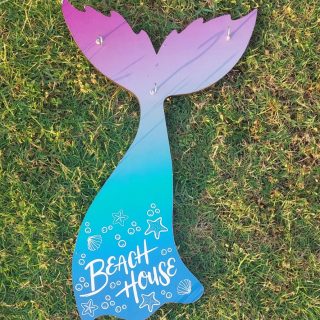 Mermaid Tail Key Hanger with caption Beach House