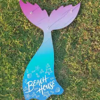 Mermaid Tail Key Hanger with caption Beach House