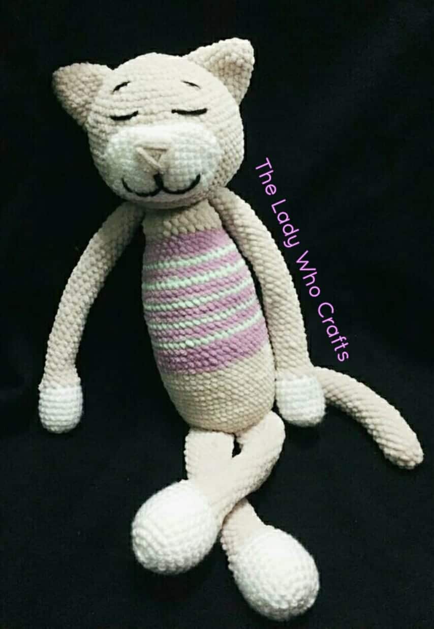 Sleeping cat crochet velvet toy .. 1 Sleeping cat crochet velvet toy ..