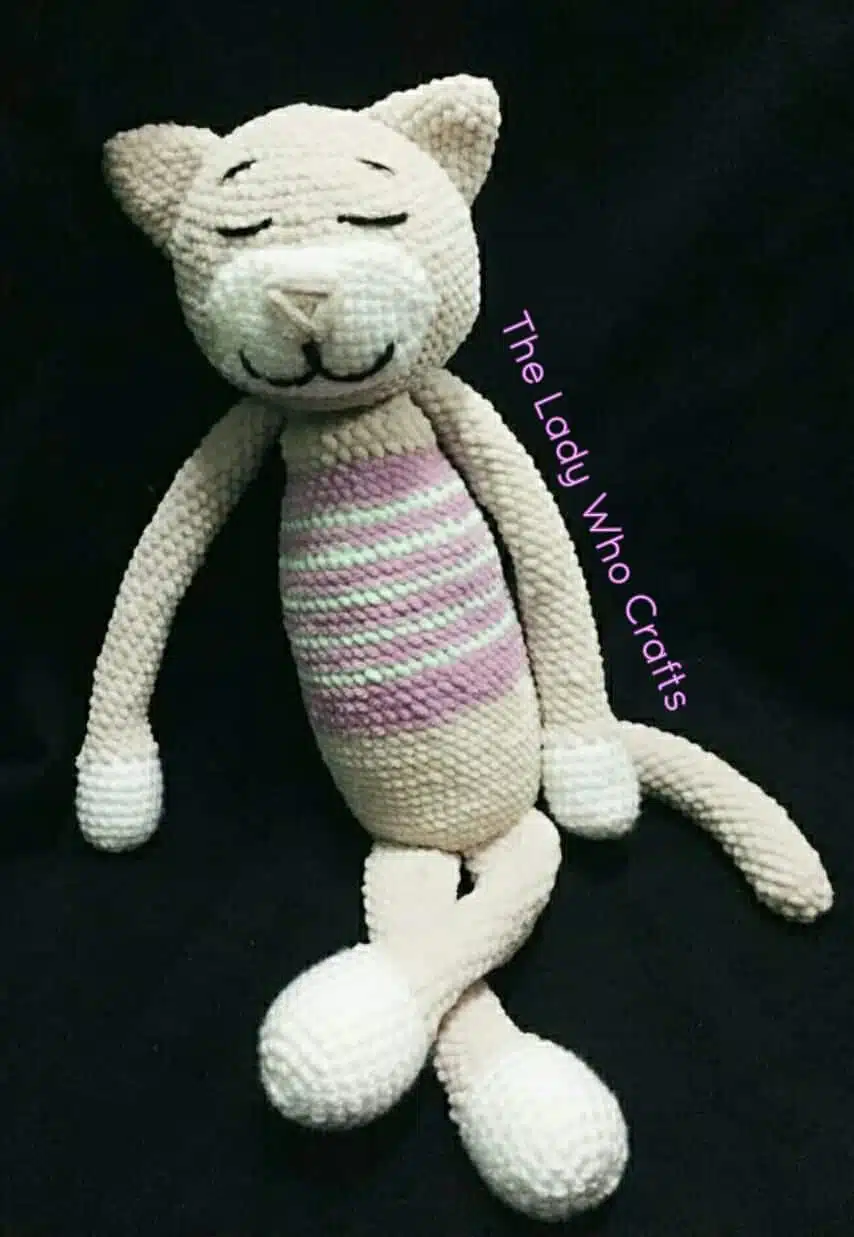 Sleeping cat crochet velvet toy .. 1 Sleeping cat crochet velvet toy ..