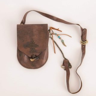 Small Brown Handmade Distressed Leather Crossbody Bag