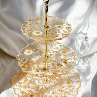 Golden Bloom 3-Tier Resin Stand