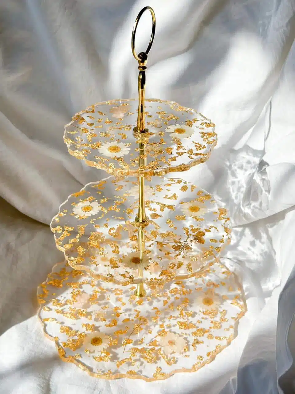 Golden Bloom 3-Tier Resin Stand 1 Golden Bloom 3-Tier Resin Stand