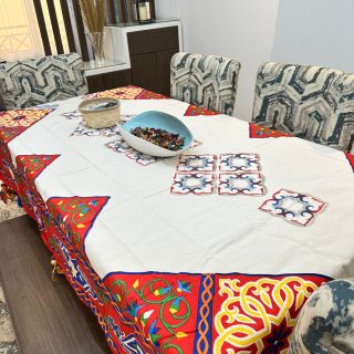 Painted Large Cotton Tablecloth