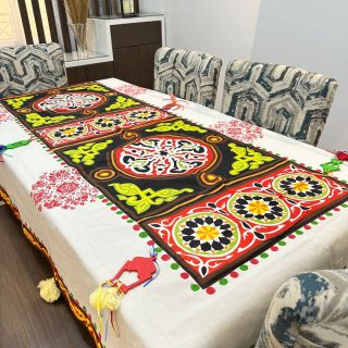 Painted Large Cotton Tablecloth