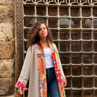 Orange & Beige cardigan