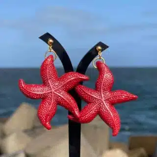 Red Star Fish Polymer Clay Earrings
