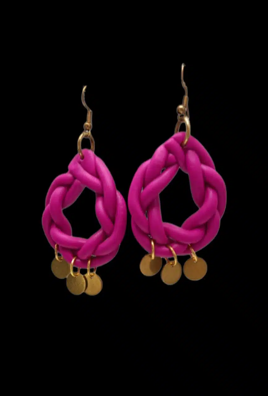 Fucia Knot Polymer Clay Earrings 2 WhatsApp Image 2023 07 28 at 11.36.45 PM 1