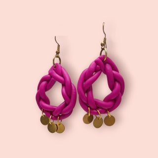 Fucia Knot Polymer Clay Earrings