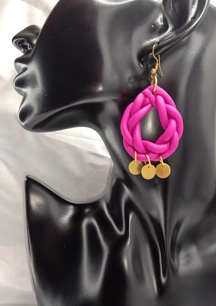 Fucia Knot Polymer Clay Earrings 3 WhatsApp Image 2023 07 29 at 12.16.35 AM