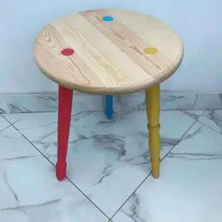 Colorful wooden tables