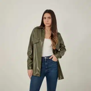 Olive Leather Shirt