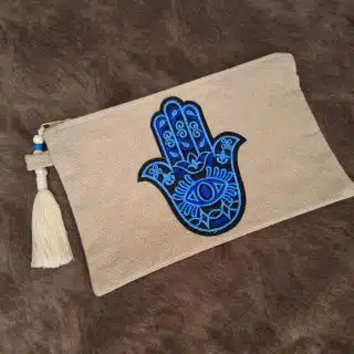 clutch style café with hand beige x blue