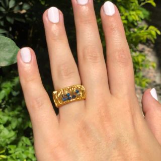 gold plated 18k Ring (Blue)