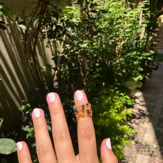 gold plated 18k Ring (Blue, crochet)