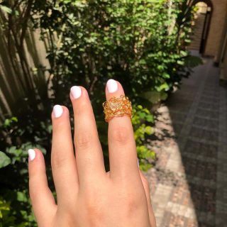 gold plated 18k Ring (white , crochet)