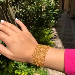 gold plated 18k bracelet (white, crochet )