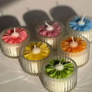 Set of 6 Daisy flower candle Jars