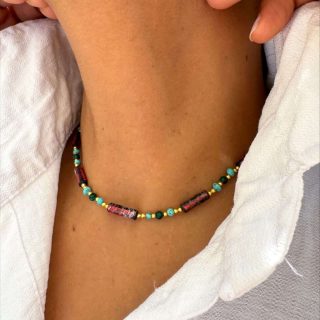 Jasper & Turquoise natural stone necklace