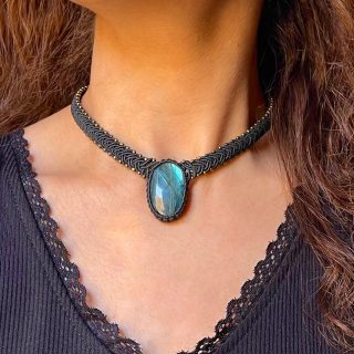 Labradorite in black