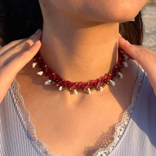 Burgundy Howlite Choker