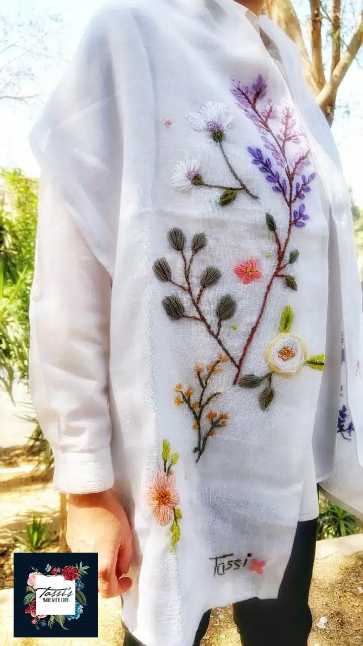 Wild Flowers Linen Shawl 1 Wild Flowers Linen Shawl