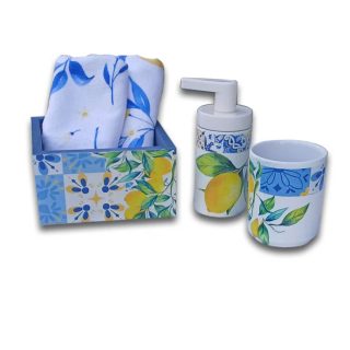 Set 3 PcsBox,Cup,dispencer bottle and three towels