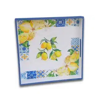 Wooden Square Tray Zesty Lemon 40*40