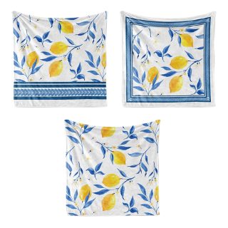 Set of Three Towels with lemon Prints 30*30